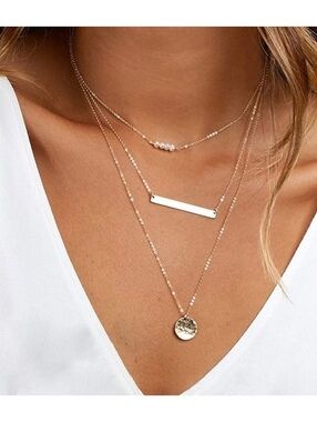 Gold Dainty Layered Choker Pendant Necklace - BRAND NEW